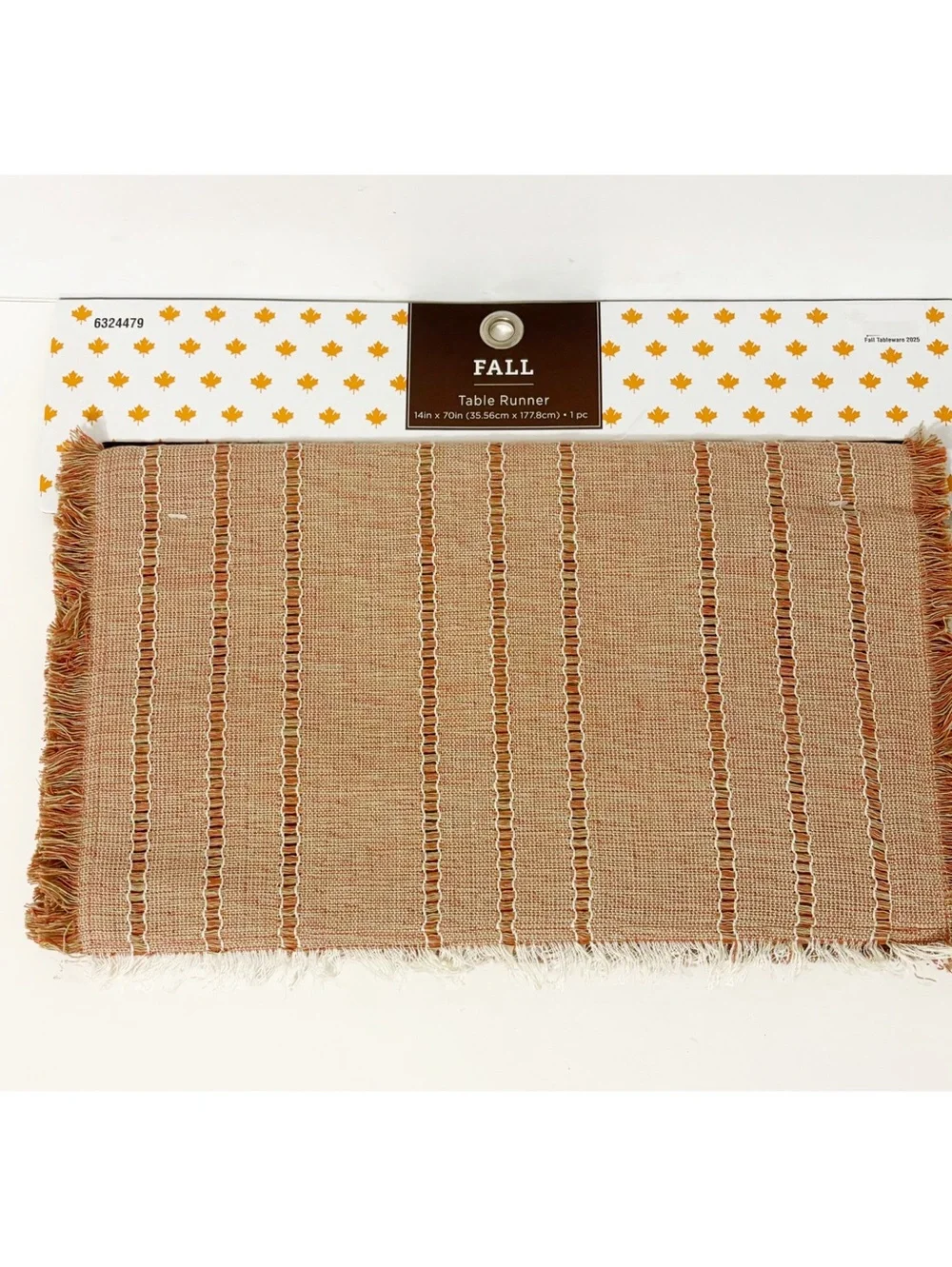FALL Table Runner, Burnt Orange & White, New, 14